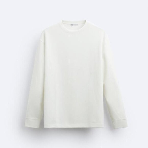 ZARA WHITE BRUSHED RIB T-SHIRT - Picture 2 of 7